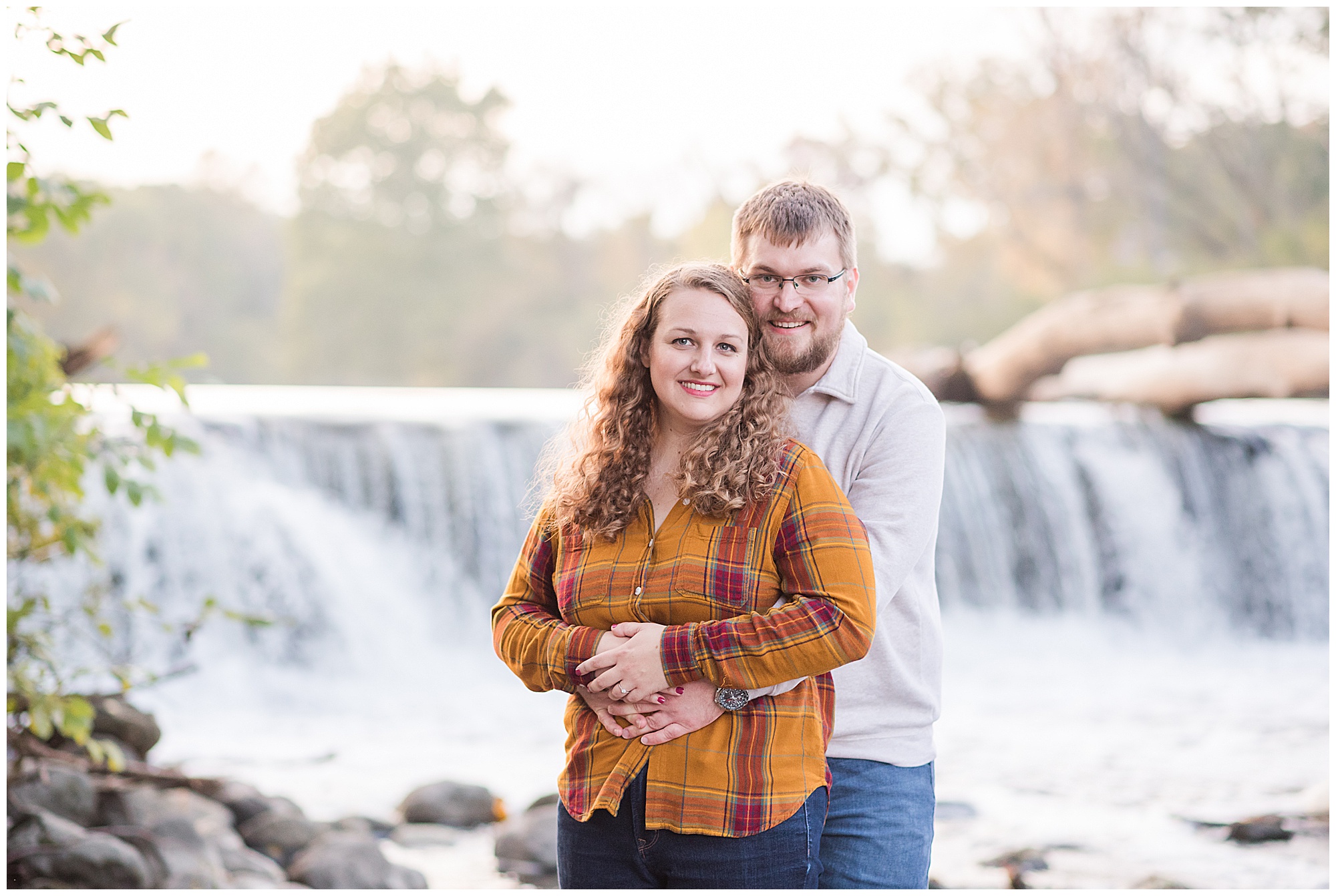 Waterfall Engagement Session at Fullersburg Woods