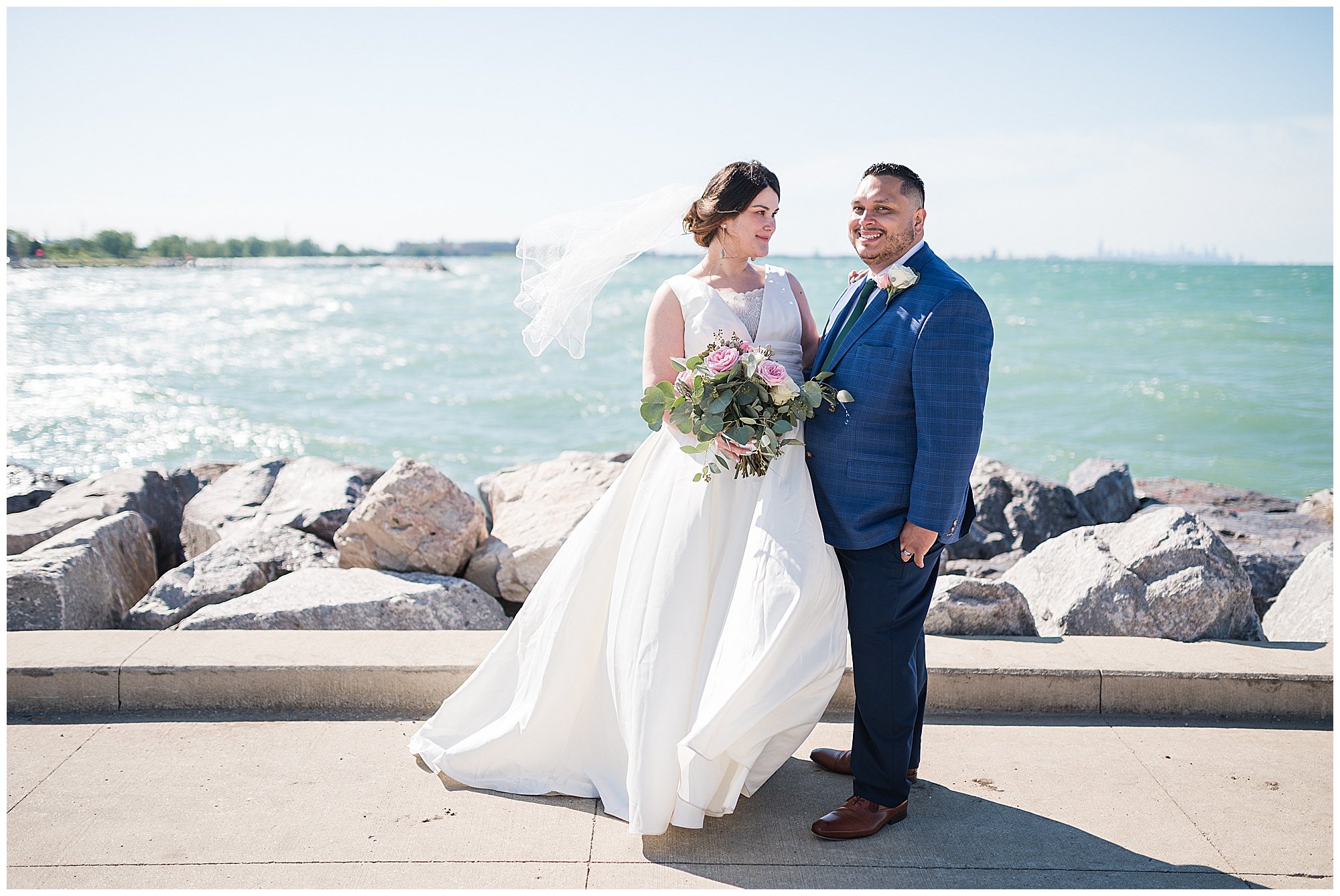Lake Michigan wedding portrait. 
