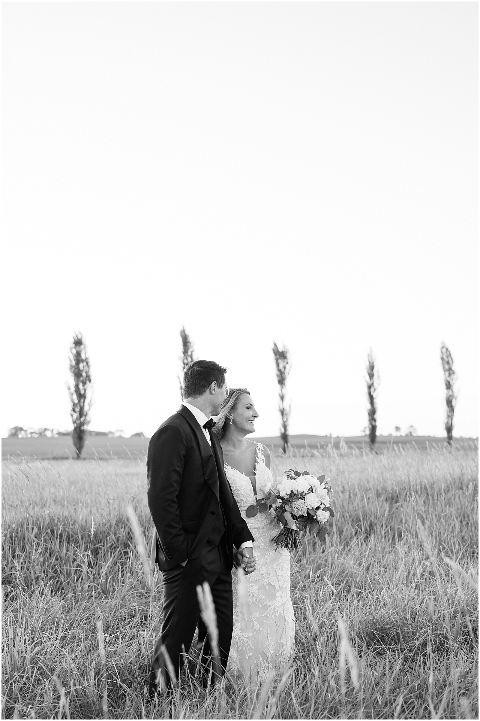 Black and white wedding portraits at Providence Vineyard Wedding in Hebron, IL