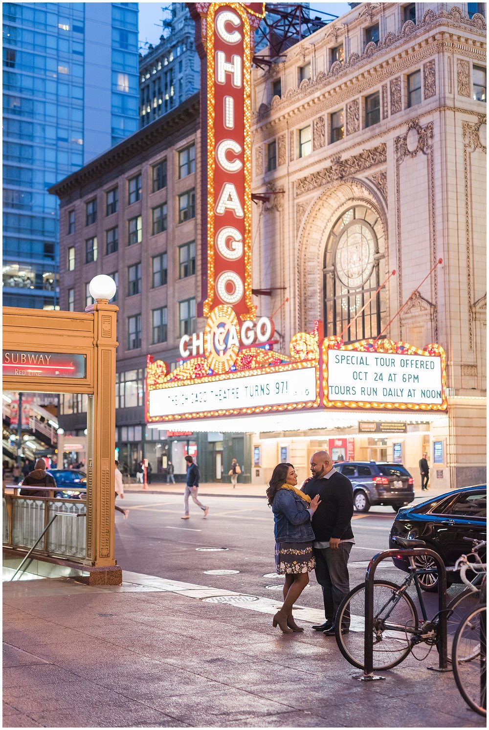 Chicago theater engagement photo