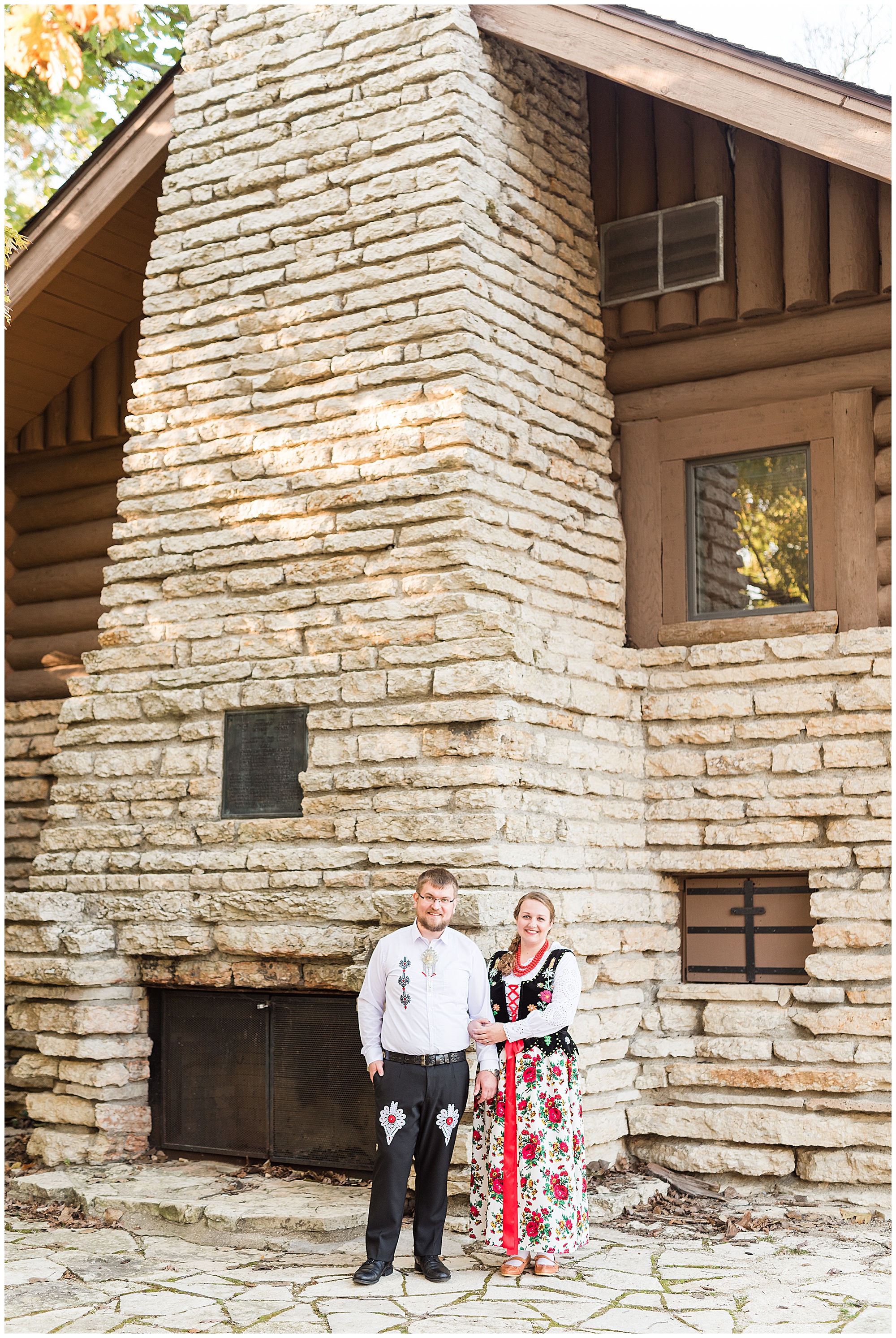 Traditional Polish outfits for Engagement Session at Fullersburg Woods