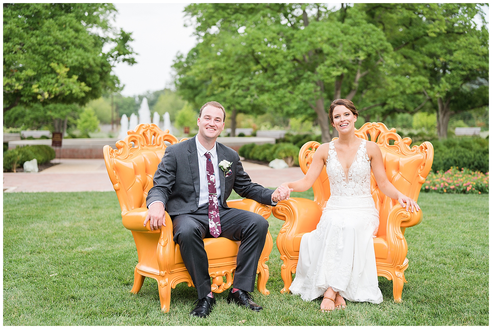 Bride and groom portraits at Cantigny Park