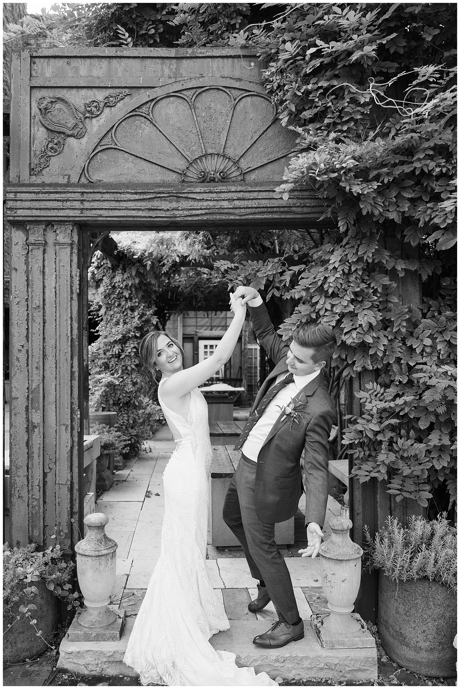 Black and White wedding portrait at Salvage One 