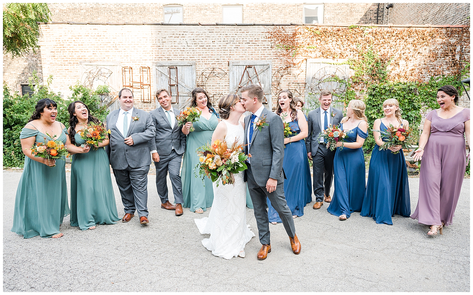 Outdoor wedding portraits at Salvage One 