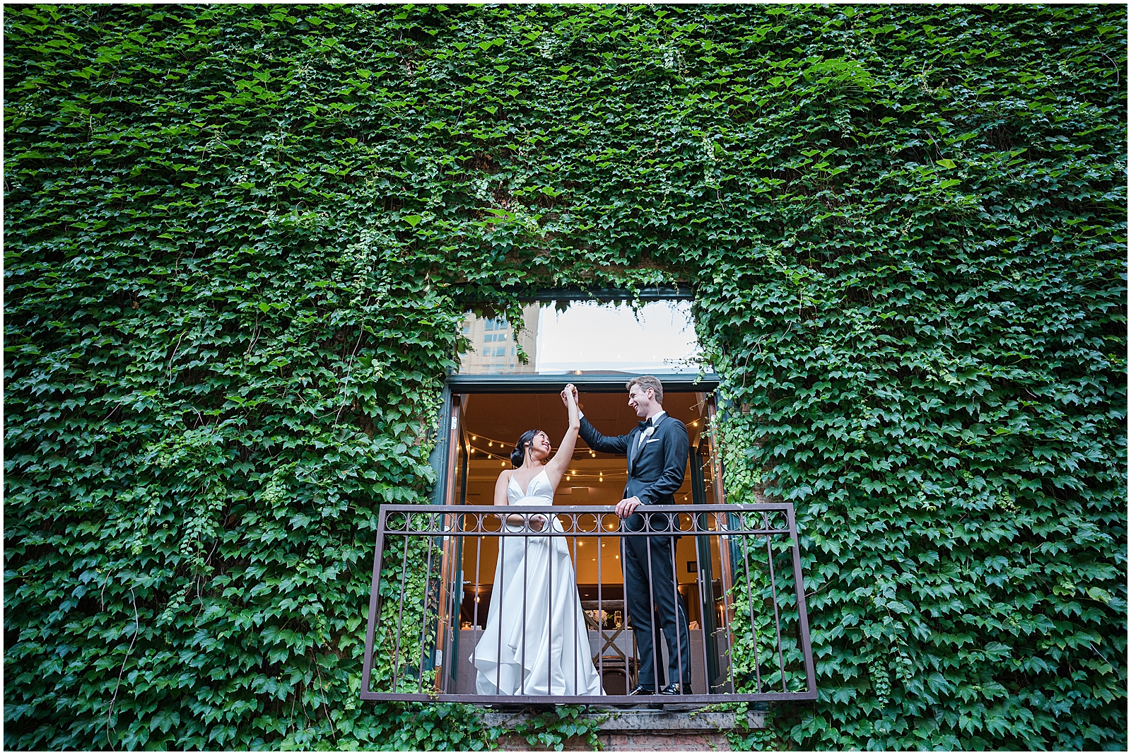 Ivy Garden Wall wedding portrait at The Ivy Room in Chicago