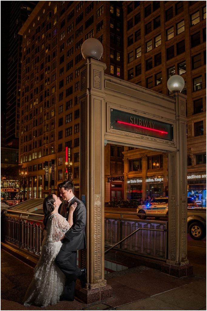Chicago theater wedding portrait
