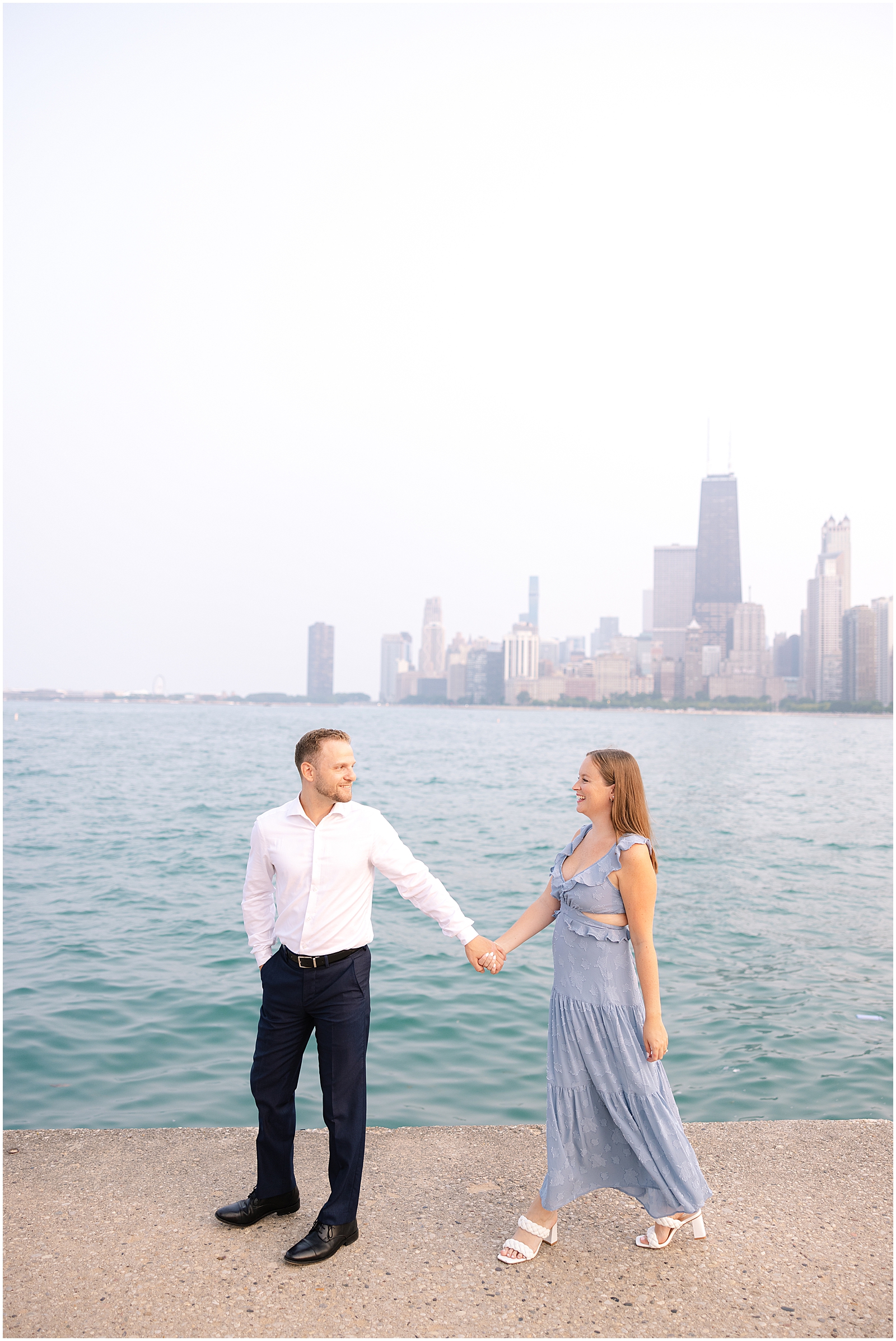 Sunset Engagement Session at North Ave Beach in Chicago