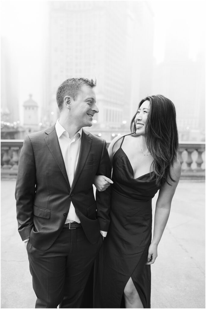 Chicago Foggy downtown engagement