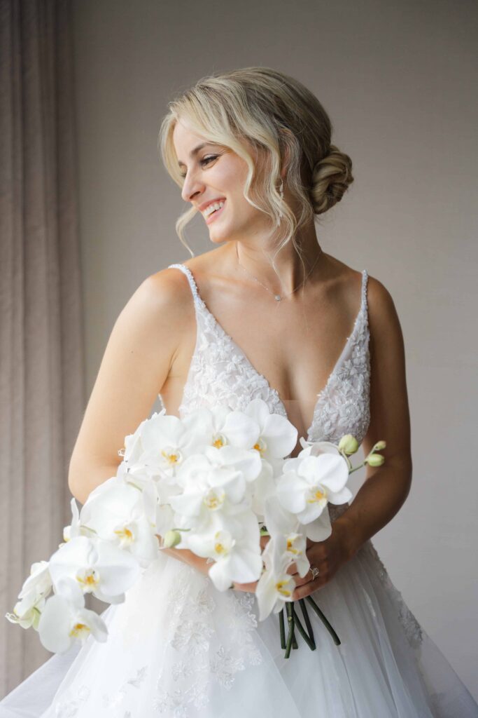 Bride getting ready at The Westin Chicago River North before RPM Events wedding.
